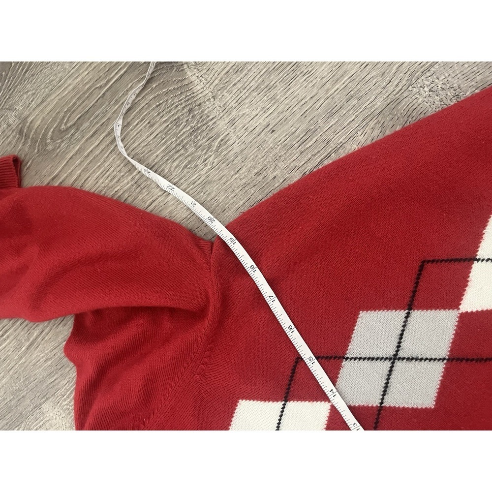 Crofts & Barrow, Red, Argyle, Cardigan, Sweater Preppy Christmas Holiday Large - Picture 7 of 7